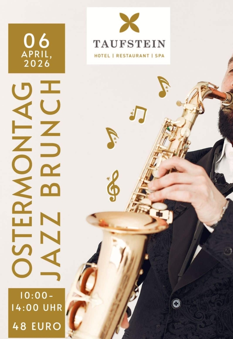 Jazzmusiker mit Saxophon und fliegenden Noten